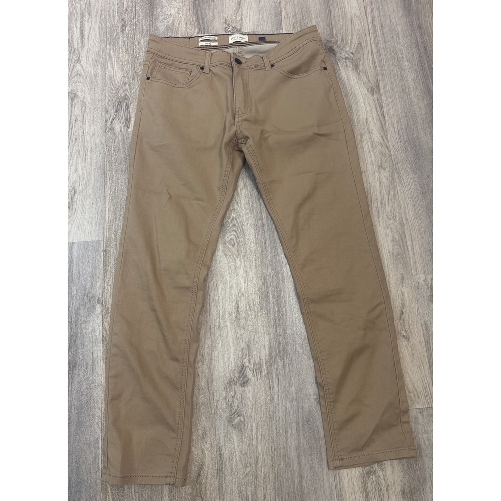 Scott James England Slim Fit Tan Khaki Pants Mens 34x30 Cotton Blend Stretch